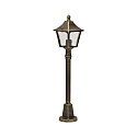 Path light Country style square Type No. 4128, 85cm, IP44, E27, cast alu / hollow glass clear, brown brass matt