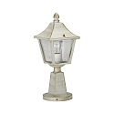 Pedestal luminaire Country style square Type No. 0540, 45cm, IP44, E27, cast alu / hollow glass clear, white-gold