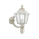 Outdoor Wall luminaire Country style square Type No. 1822 with motion sensor, IP44, E27, cast alu / glass clear, white-gold
