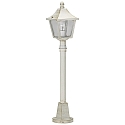 Path light Country style square Type No. 4128, height 85cm, IP44, E27, cast alu / hollow glass clear, white-gold