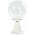 Pedestal luminaire Type No. 0501, height 43.5cm / ball- 25cm, E27 QA55 max. 57W, cast auminum / glass clear, white