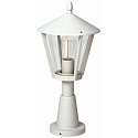 Pedestal luminaire Country style modern Type No. 0529, IP44, 56.5cm, E27 QA55 max. 57W, cast alu / acrylic glass clear, white