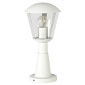 Sockelleuchte Typ Nr. 0554, IP54 IK08, Höhe 40.5cm, E27 QA55 max. 57W, Aluminium / Kunststoff klar, schlagfest, Weiß