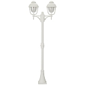 Mast light Country style double dome 2 Type No. 2040, 2 flames, height 209cm, IP44, 2x E27, cast alu / bubble glass, white