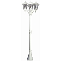 Mast light Country style modern 3 flames Type No. 2046, IP44, 207cm, 3x E27 QA55 max. 57W, cast alu / klaclearr, white matt