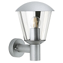 Außenwandleuchte Typ Nr. 1854, IP54 IK08, E27 QA55 max. 57W, Aluminium / Kunststoff klar, schlagfest, Silber matt
