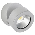 LED Auenwand-Strahler Typ Nr. 2389, IP54, 12W 3000K 1200lm 30, dreh- und schwenkbar, dimmbar, Alu-Guss / Glas, Silber matt
