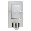 Outdoor Wall luminaire Type No. 6223 with motion detector (Type No. 6140), IP44, E27 QA55 57W, stainless steel matt / opal