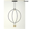 Axolight Luminaire à suspension SP LIAISON M 4 4 flammes IP20, or mat, noir gradable