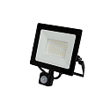 HWH LED Fluter, 110, 50W, 4000K, 4300lm, IP44, mit PIR-Sensor, schwenkbar, schwarz