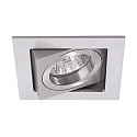 Recessed LV spot QR111, IP20, square, 1-flame, 12V AC, GX5.3 max. 50W, swivelling 30°, aluminum, matt alu