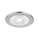 Recessed LED light point, IP43,  3cm, Plug&Play, 350mA, 1W 3000K 40lm 30, excl. driver, chrome / structured cover