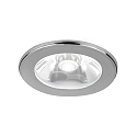 Recessed LED light point, IP43,  3cm, Plug&Play, 350mA, 1W 3000K 40lm 15, excl. driver, chrome / clear cover