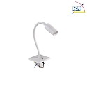 Brumberg Recessed LED reading luminaire ARCUS, IP20, square, flex arm + switch, for cavity wall boxes, 4.5W 360lm 43, white