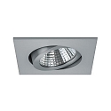 LED Einbaustrahler, IP20, quadratisch, 8.2 x 8.2cm, Plug&Play 350mA, 7W 2700K 740lm 38°, schwenkbar 30°, Alu matt
