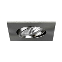 Recessed LED spot INDIWO68, IP20, cover square, 8 x 8cm, Plug&Play 350mA, 5.5W 3000K 550lm 36, swivelling 15, matt nickel