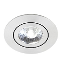 LED Einbaustrahler DISC mit Linsenoptik, IP44, Ø 8.2cm, Plug&Play 350mA, schwenkbar 30°, 6W 3000K 670lm 38°, Alu matt