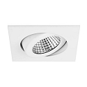 Outdoor LED Einbaustrahler, IP65, quadratisch, 8.2 x 8.2cm, Plug&Play 350mA, 6W 3000K 650lm 38°, schwenkbar 30°, Weiß