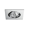 LED Einbaustrahler, IP20, quadratisch, 8.2 x 8.2cm, Plug&Play 350mA, 7W 3000K 740lm 38°, schwenkbar 30°, Chrom
