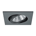 LED Einbaustrahler, IP20, quadratisch, 8.2 x 8.2cm, Plug&Play 350mA, 7W 3000K 740lm 38°, schwenkbar 30°, Titan matt