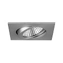 Brumberg Recessed outdoor LED spot set, IP65, square, 230V AC, 6W 3000K 650lm 38, swivelling, matt alu
