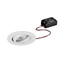 Recessed LED spot, IP20, round, 230V AC, 6W 3000K 640lm 38°, swivelling 20°, white