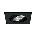 LED Einbaustrahler TIRREL-S, IP20, eckig, 230V AC, 6W 3000K 680lm 38°, schwenkbar 20°, schaltbar, schwarz