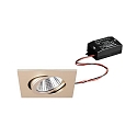 LED Einbaustrahler TIRREL-S, IP20, eckig, 230V AC, 6W 3000K 680lm 38°, schwenkbar 20°, schaltbar, champagner matt