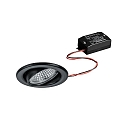 Recessed LED spot set incl. converter, IP20, round, 230V AC, 6W 3000K 640lm 38°, swivelling 25°, black