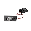 LED Einbaustrahler-Set JARRED-S ON/OFF, IP20, eckig, 8.2cm, 230V, 6W 3000K 730lm 38°, schaltbar, schwenkbar, schwarz / Alu