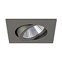 Brumberg Recessed LED spot set incl. converter, IP20, square, 230V, 7W 2700K 740lm 38°, swivelling 30°, matt titanium Brumberg Recessed LED spot set incl. converter, IP20, square, 230V, 7W 2700K 740lm 38°, swivelling 30°, matt titanium