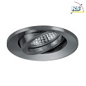 Brumberg Recessed LED spot set incl. converter, IP20, round, 230V, 6W 3000K 640lm 38°, swivelling 20°, matt nickel