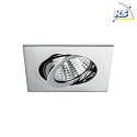 Brumberg LED Einbaustrahler-Set inkl. Konverter, IP20, quadratisch, 230V, 7W 3000K 740lm 38°, schwenkbar 30°, Chrom