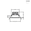 Brumberg LED Einbaudownlight ITANSA S BB16, IP54, 230V AC, 50 Hz, 6W, 38°, 3000K, 680lm, quadratisch, starr, schwarz