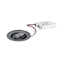LED Einbaustrahler TIRREL-R, IP20, rund, 230V AC, 6W 3000K 680lm 38°, schwenkbar, dimmbar, titan matt