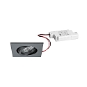 LED Einbaustrahler TIRREL-S, IP20, eckig, 230V AC, 6W 3000K 680lm 38°, schwenkbar, dimmbar, titan matt