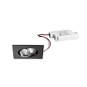LED Einbaustrahler-Set JARRED-S PHASE, IP20, eckig, 8.2cm, 230V, 6W 3000K 730lm 38°, dimmbar, schwenkbar, schwarz / Alu