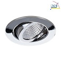 Brumberg Recessed LED spot set incl. converter, IP20, round, 230V, 7W 3000K 740lm 38°, swivelling 30°, dimmable, chrome