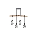 pendant luminaire RUTILUS 4 flames E27 IP20, wood dimmable