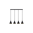 pendant luminaire DAPHNE 4 flames E27 IP20, black matt dimmable