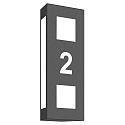 Numero civico illuminato AQUA TRILO - HOUSE NR CUTTED 2 elemento, pronto all'uso E27 IP44, antracite