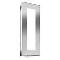 Außenwandleuchte TRAPEZ, IP44, 40 x 16cm, 1-fach, mit Bewegungssensor, E27, Edelstahl / Opalglas, gebürstet