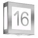 Numero civico illuminato AQUA LEGENDO 2 elemento, con rilevatore di movimento E27 IP44, acciaio inossidabile