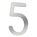 House number 5 from brushed stainless steel, height 16cm