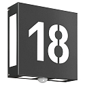Numero civico illuminato AQUA LEGENDO - NR CUTTED 2 elemento, pronto all'uso, con rilevatore di movimento E27 IP44, antracite