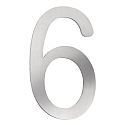 House number 6  from brushed stainless steel, height 16cm