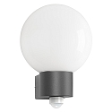 Auenwandleuchte AQUA BALL, IP44, mit Bewegungsmelder, E27, Opalglas, anthrazit