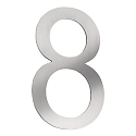 House number 8 from brushed stainless steel, height 16cm