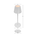 CMD Creative Metalldesign battery table lamp with USB connection IP44, powder coated, white matt dimmable