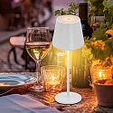 CMD Creative Metalldesign battery table lamp with USB connection IP44, powder coated, white matt dimmable